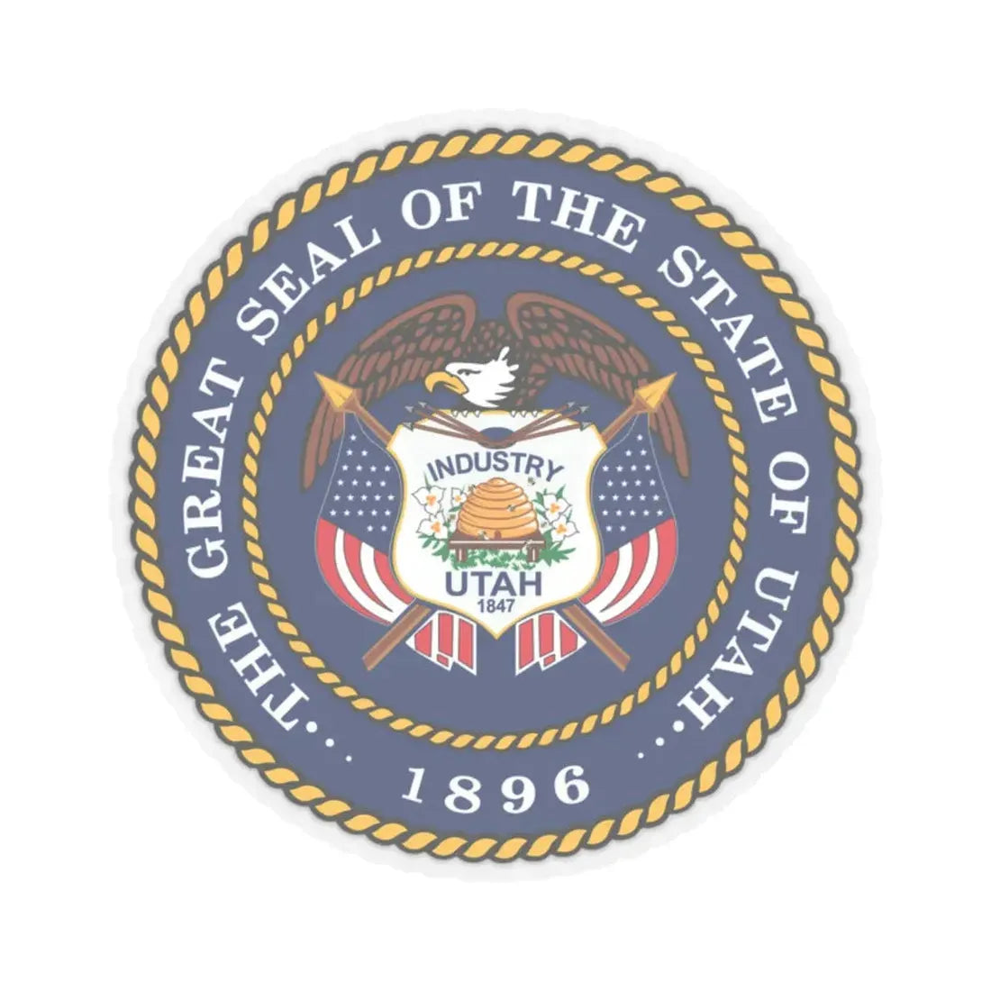Seal of Utah (United States) STICKER Vinyl Kiss-Cut Decal 2 Inch Transparent - The Sticker Space