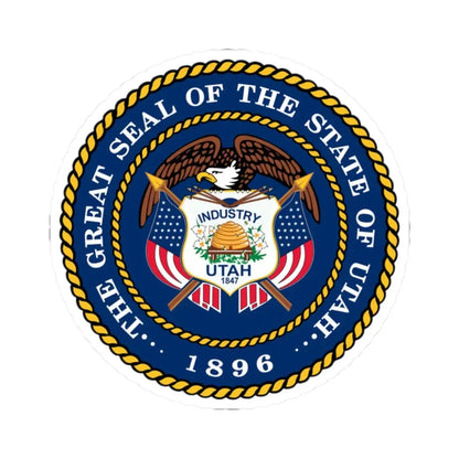 Seal of Utah (United States) STICKER Vinyl Kiss-Cut Decal 2 Inch White - The Sticker Space