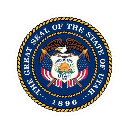 Seal of Utah (United States) STICKER Vinyl Kiss-Cut Decal 2 Inch White - The Sticker Space