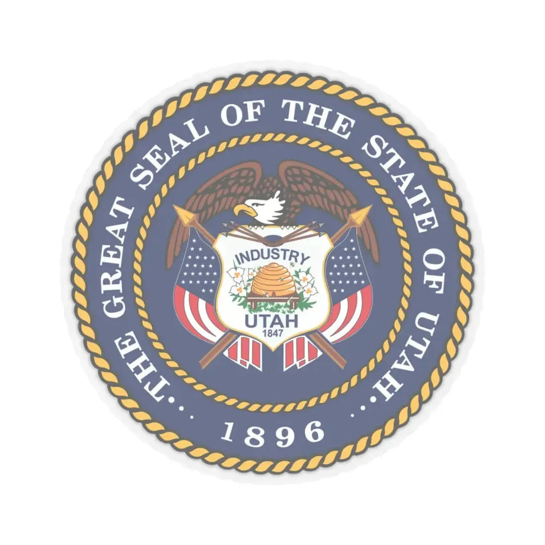 Seal of Utah (United States) STICKER Vinyl Kiss-Cut Decal 3 Inch Transparent - The Sticker Space