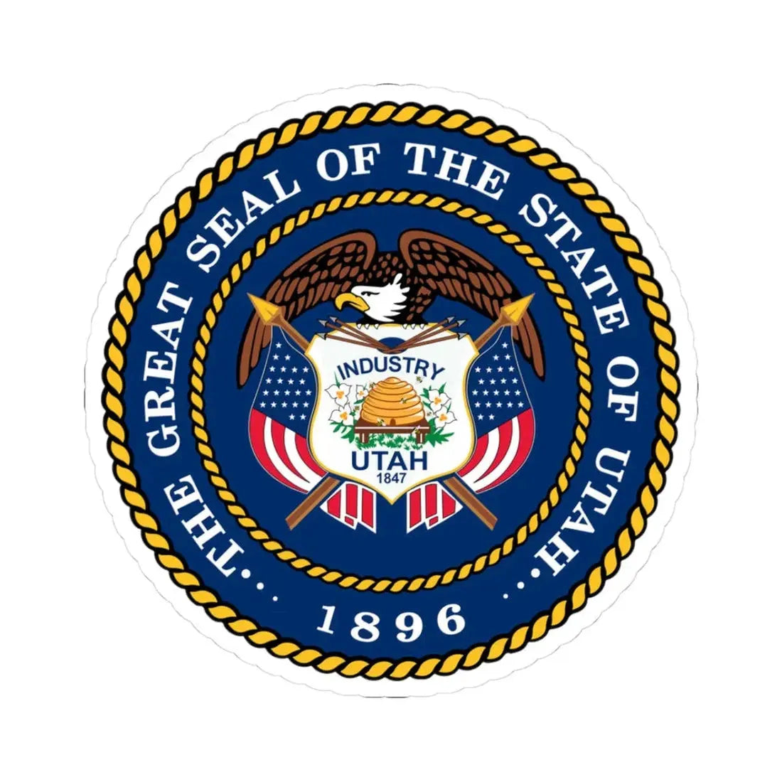 Seal of Utah (United States) STICKER Vinyl Kiss-Cut Decal 3 Inch White - The Sticker Space
