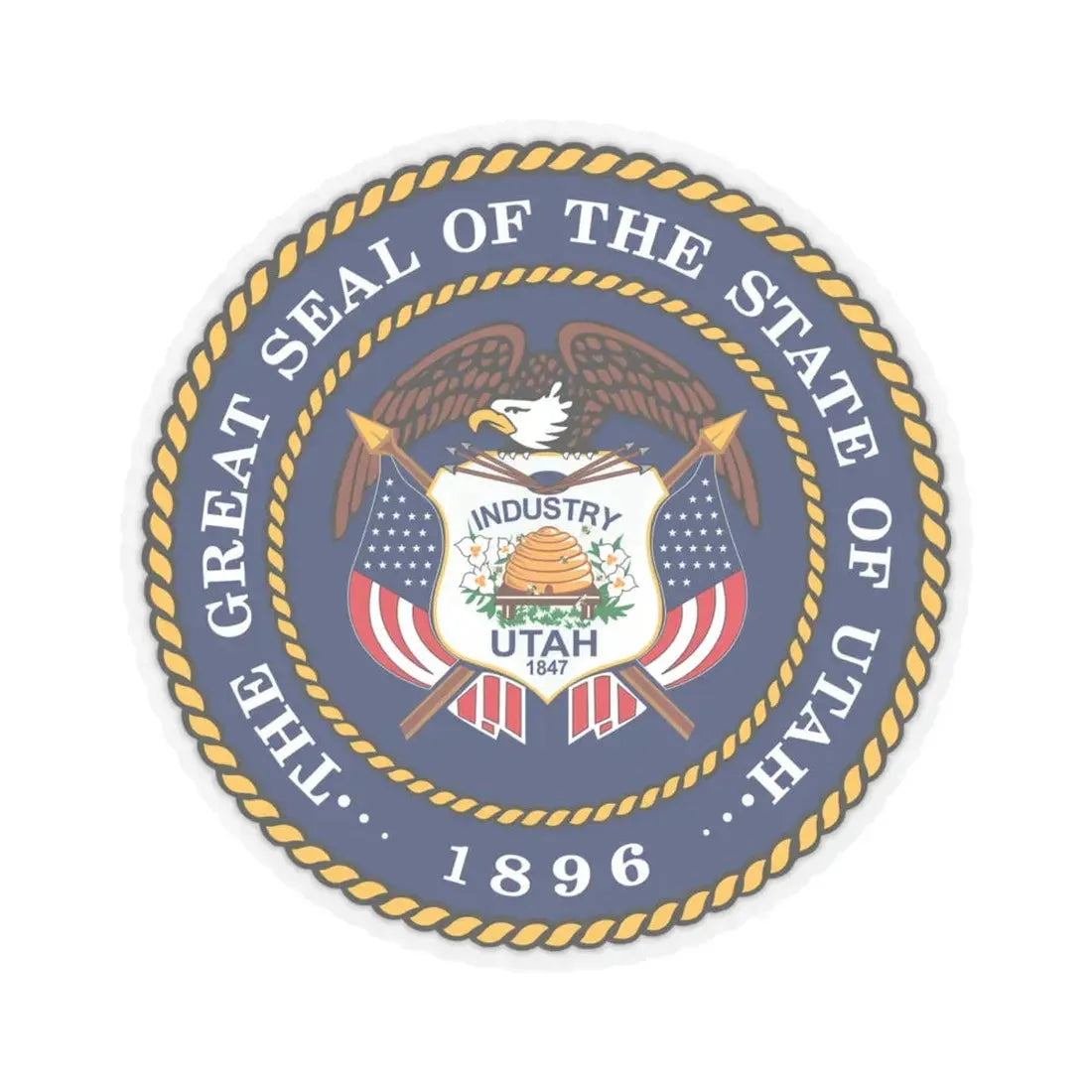 Seal of Utah (United States) STICKER Vinyl Kiss-Cut Decal 4 Inch Transparent - The Sticker Space