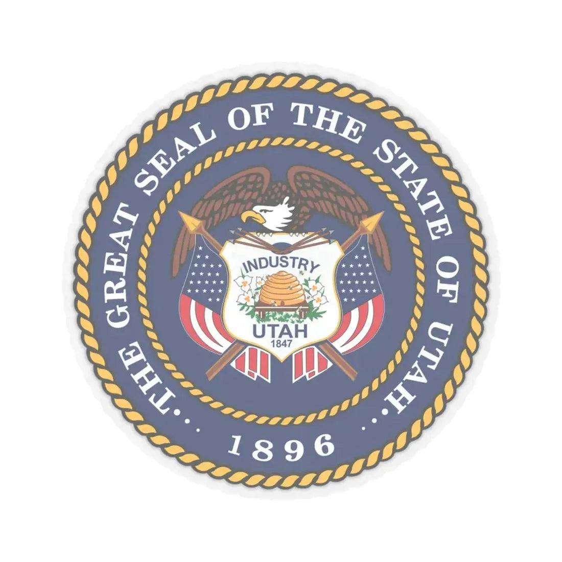 Seal of Utah (United States) STICKER Vinyl Kiss-Cut Decal 6 Inch Transparent - The Sticker Space