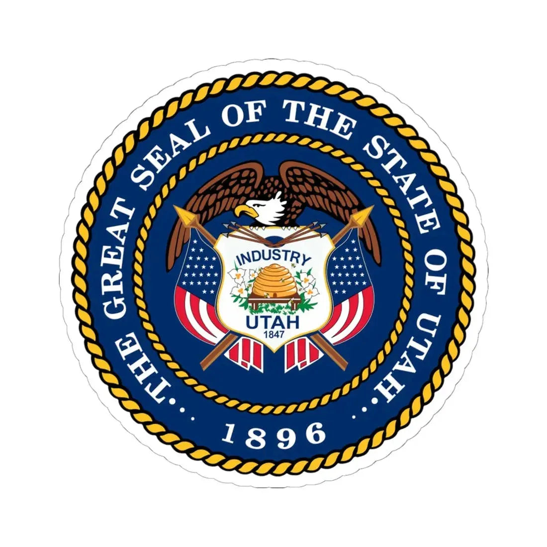 Seal of Utah (United States) STICKER Vinyl Kiss-Cut Decal 6 Inch White - The Sticker Space