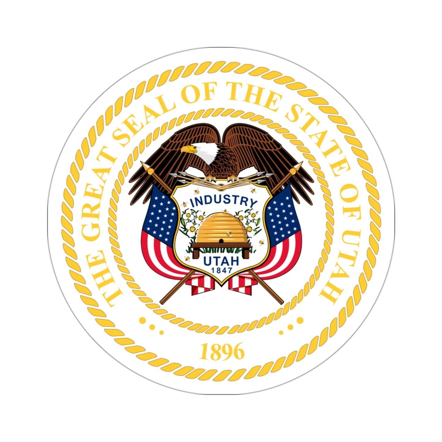 Seal of Utah v2 STICKER Vinyl Die-Cut Decal-3 Inch-The Sticker Space