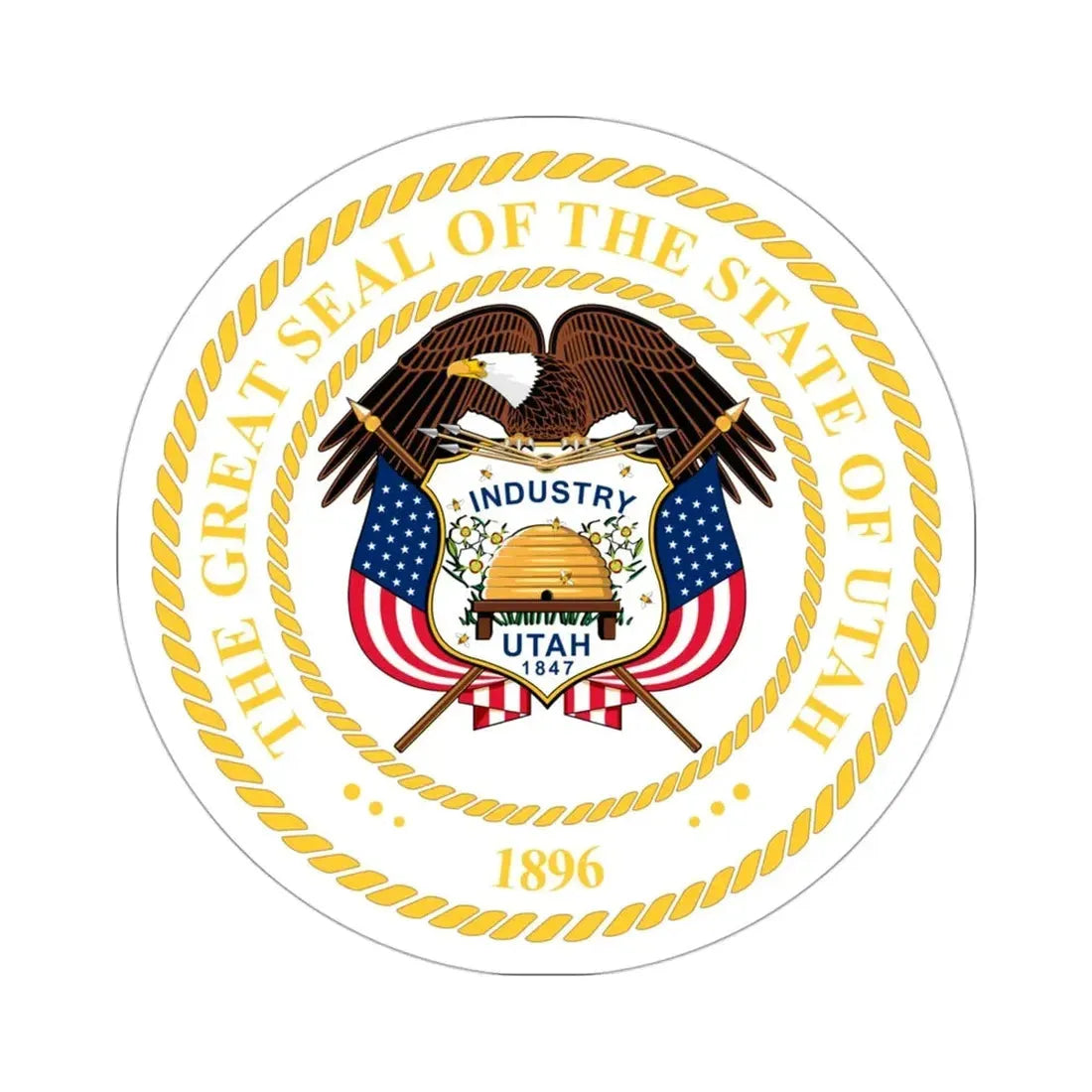 Seal of Utah v2 STICKER Vinyl Die-Cut Decal 3 Inch - The Sticker Space