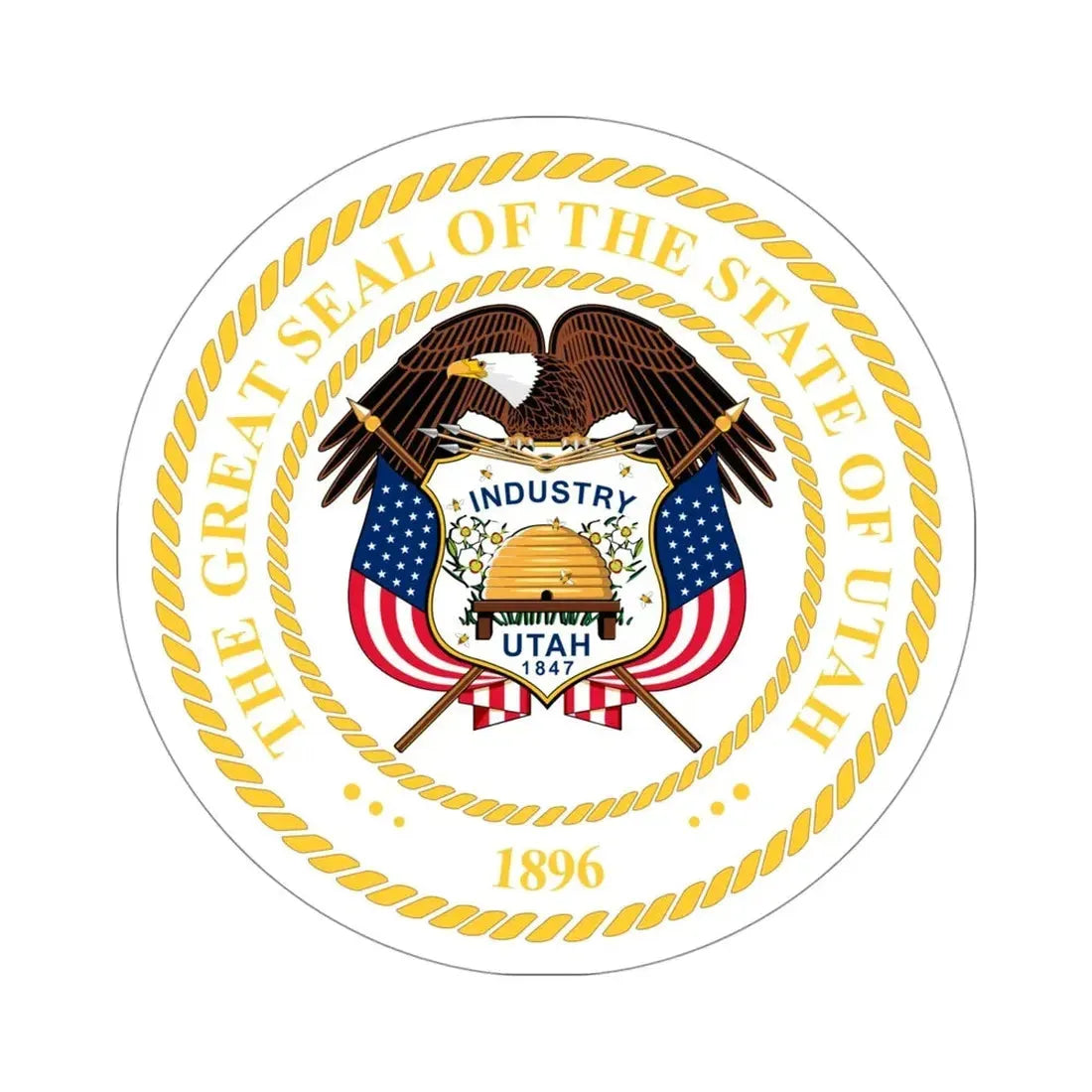 Seal of Utah v2 STICKER Vinyl Die-Cut Decal 4 Inch - The Sticker Space