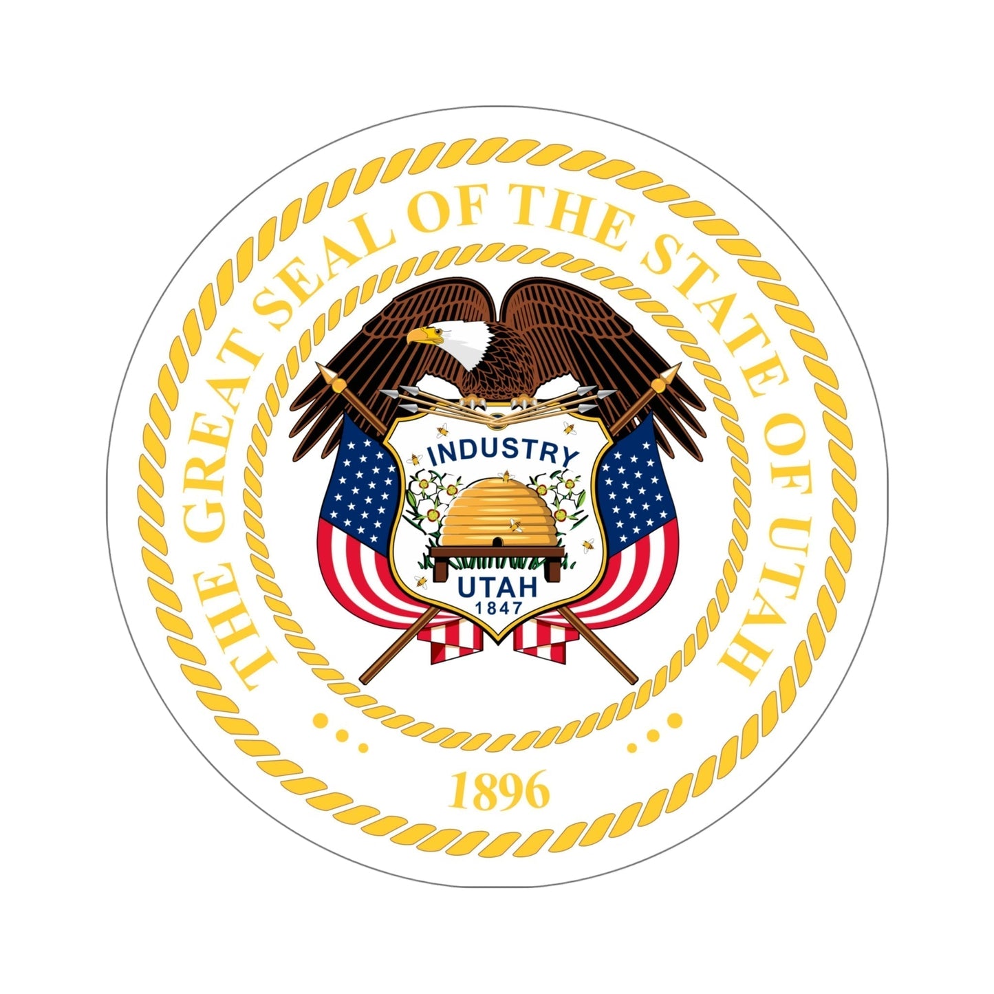 Seal of Utah v2 STICKER Vinyl Die-Cut Decal-6 Inch-The Sticker Space