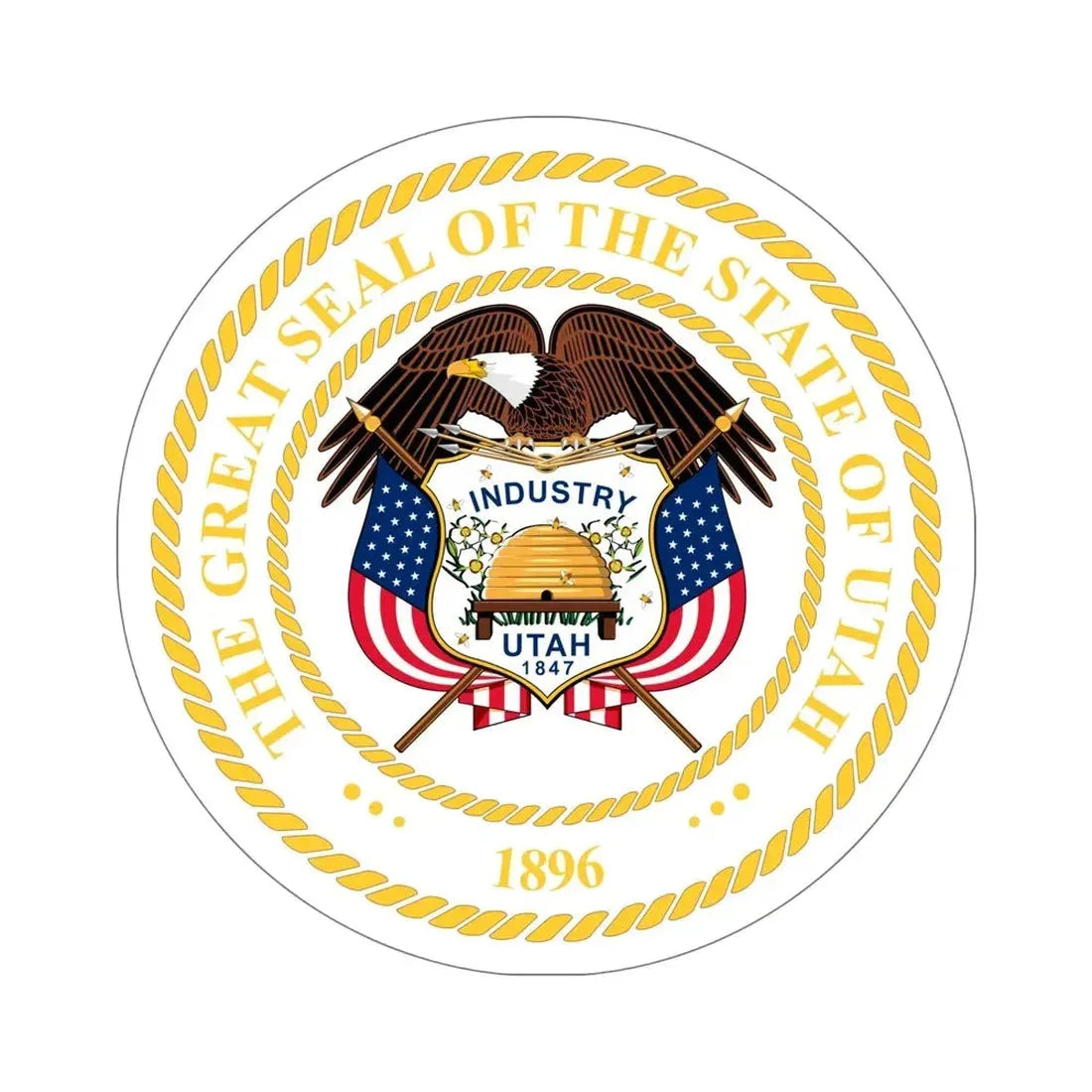 Seal of Utah v2 STICKER Vinyl Die-Cut Decal 6 Inch - The Sticker Space