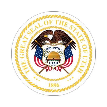 Seal of Utah v2 - STICKER Vinyl Kiss-Cut Decal 2 Inch White - The Sticker Space
