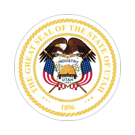 Seal of Utah v2 - STICKER Vinyl Kiss-Cut Decal 2 Inch White - The Sticker Space