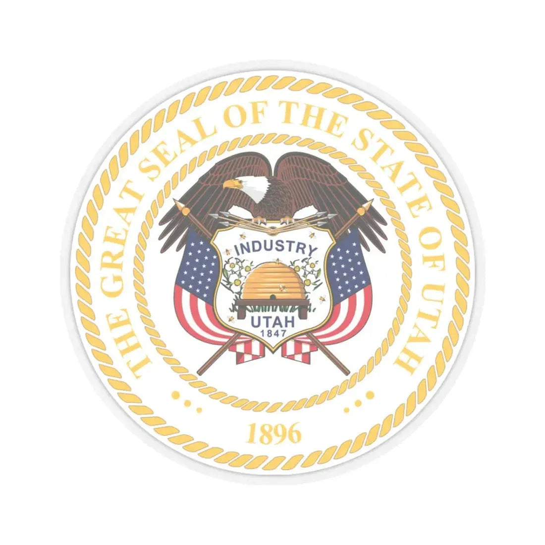 Seal of Utah v2 - STICKER Vinyl Kiss-Cut Decal 3 Inch Transparent - The Sticker Space