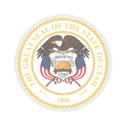 Seal of Utah v2 - STICKER Vinyl Kiss-Cut Decal 3 Inch Transparent - The Sticker Space