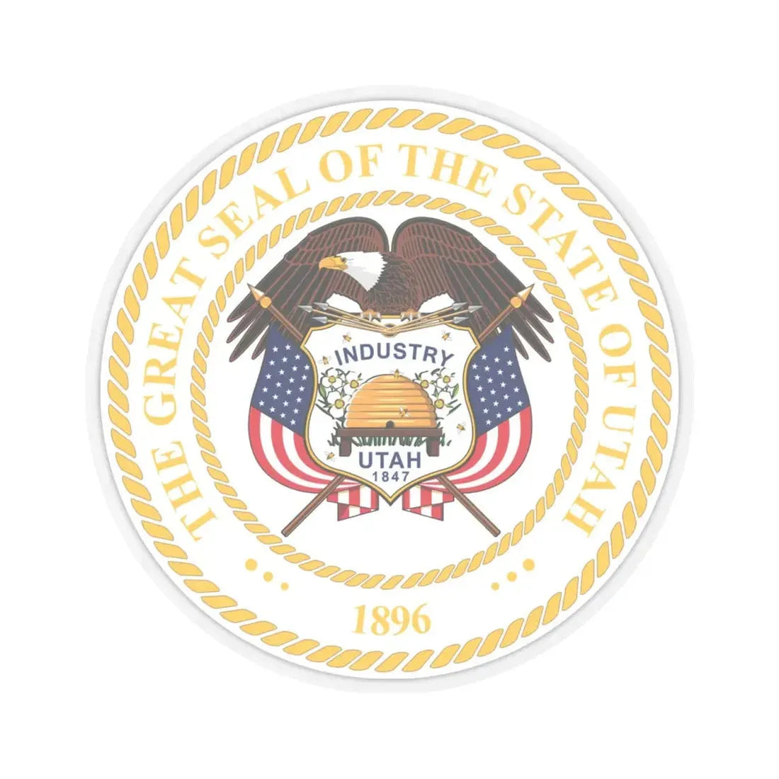 Seal of Utah v2 - STICKER Vinyl Kiss-Cut Decal 4 Inch Transparent - The Sticker Space