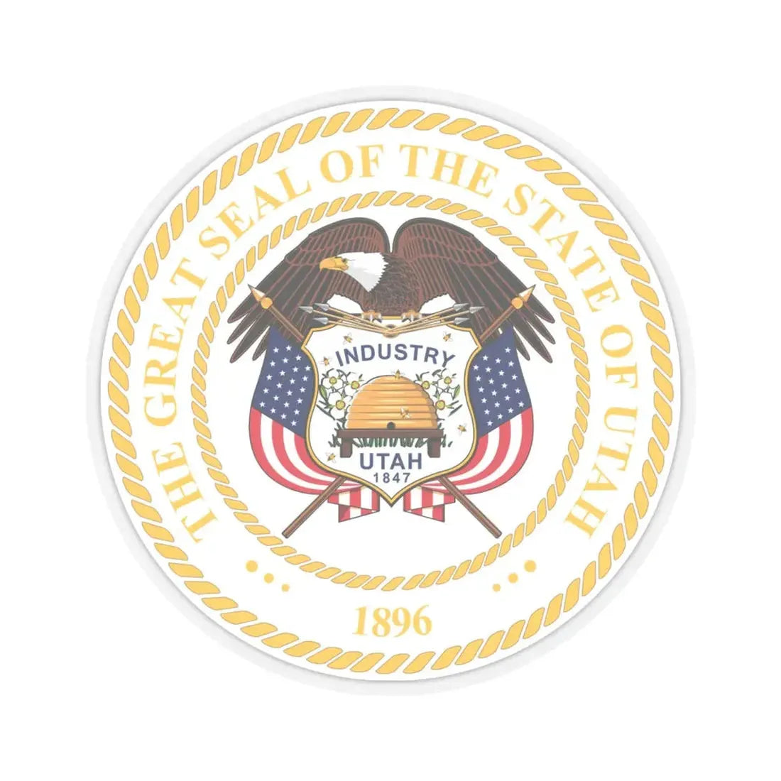 Seal of Utah v2 - STICKER Vinyl Kiss-Cut Decal 6 Inch Transparent - The Sticker Space