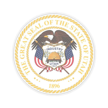 Seal of Utah v2 - STICKER Vinyl Kiss-Cut Decal 6 Inch Transparent - The Sticker Space