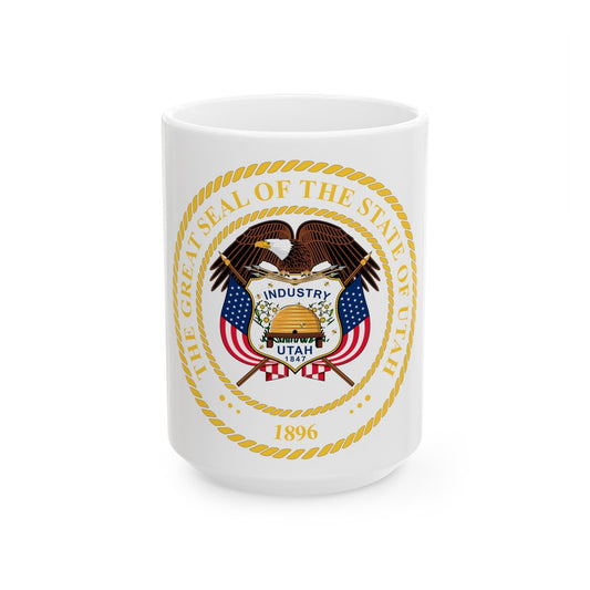 Seal of Utah v2 - White Coffee Mug-15oz-The Sticker Space