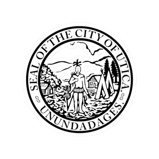 Seal of Utica New York (United States) STICKER Vinyl Kiss-Cut Decal 2 Inch White - The Sticker Space