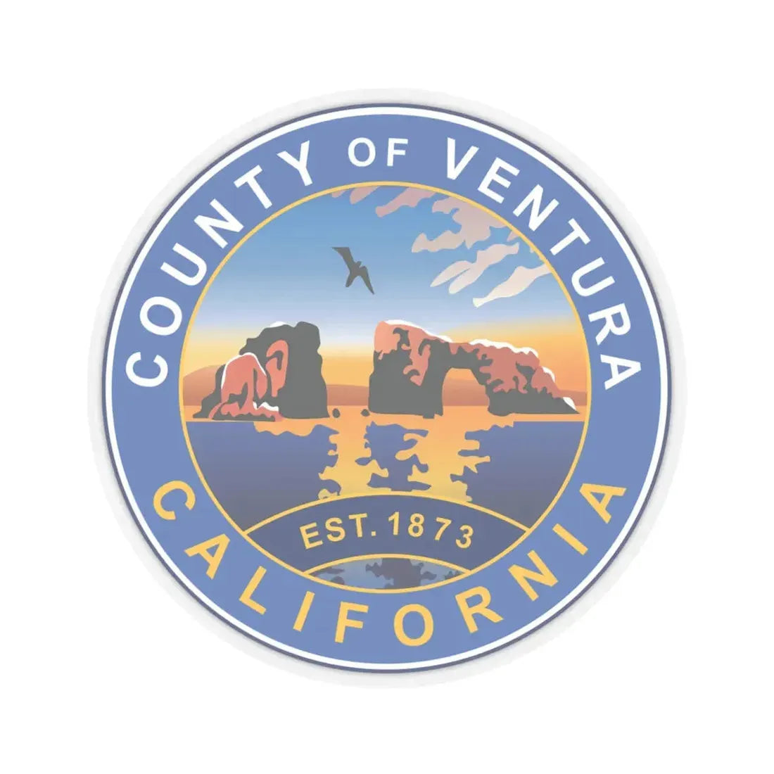 Seal of Ventura County CA (United States) STICKER Vinyl Kiss-Cut Decal 4 Inch Transparent - The Sticker Space