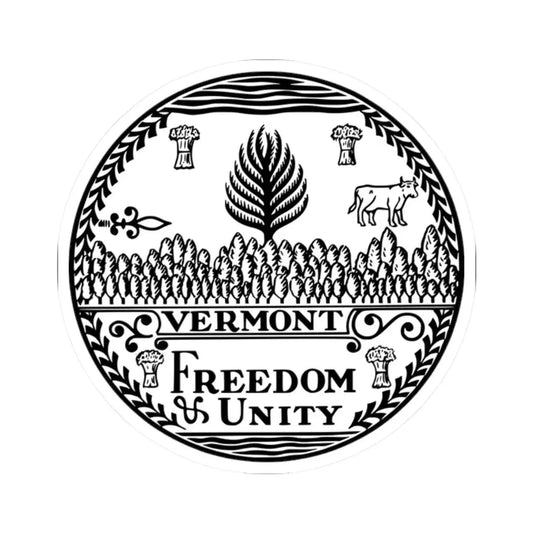Seal of Vermont BW (United States) STICKER Vinyl Kiss-Cut Decal 2 Inch White - The Sticker Space