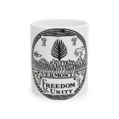 Seal of Vermont BW - White Coffee Mug-11oz-The Sticker Space