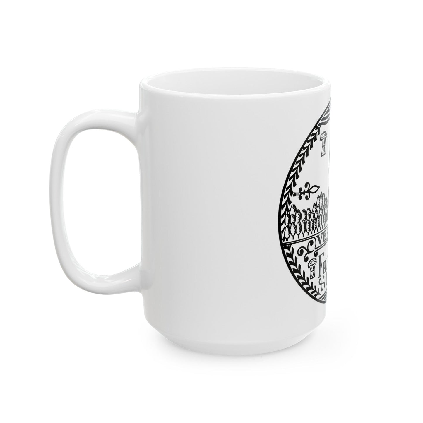 Seal of Vermont BW - White Coffee Mug-The Sticker Space