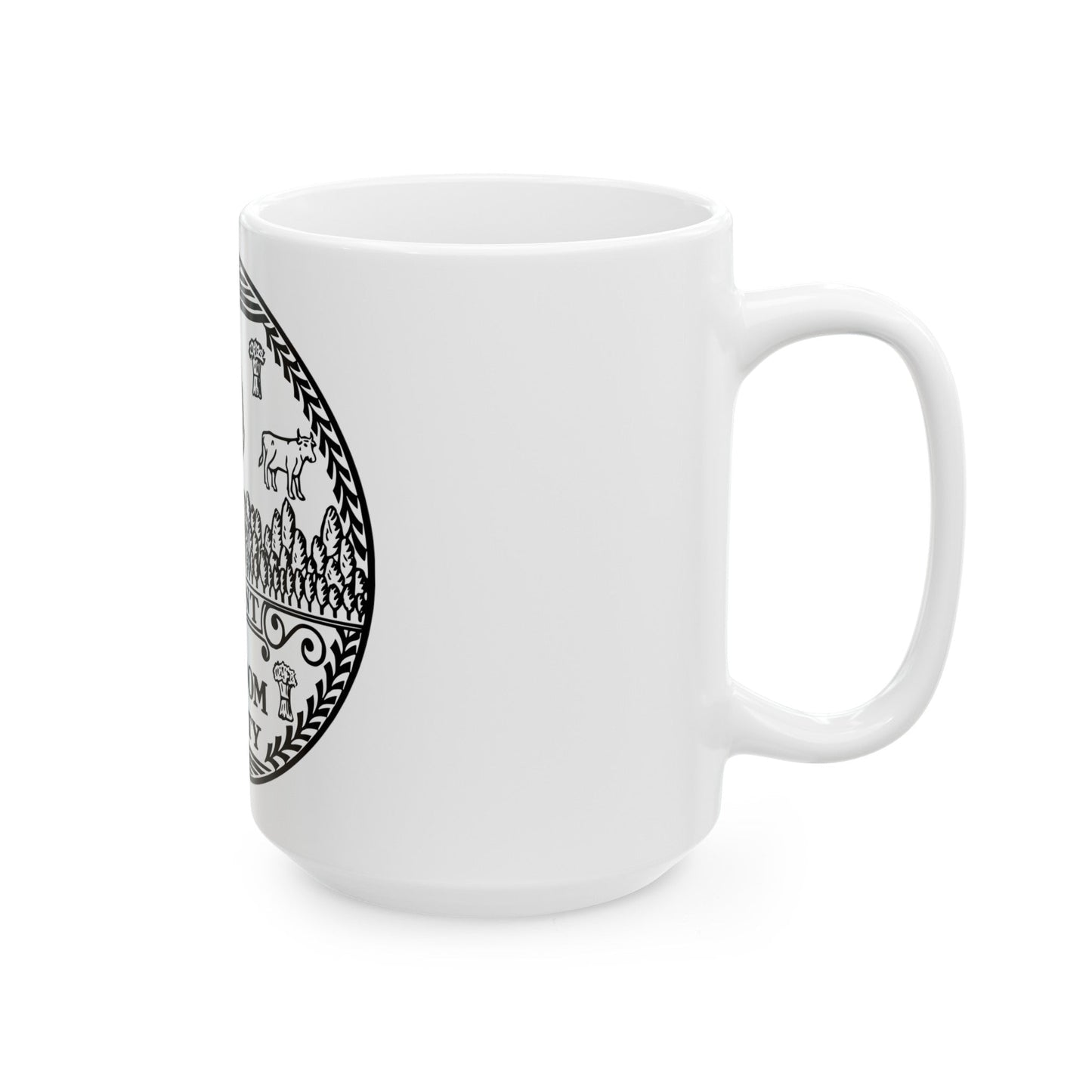 Seal of Vermont BW - White Coffee Mug-The Sticker Space