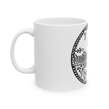 Seal of Vermont BW - White Coffee Mug-The Sticker Space