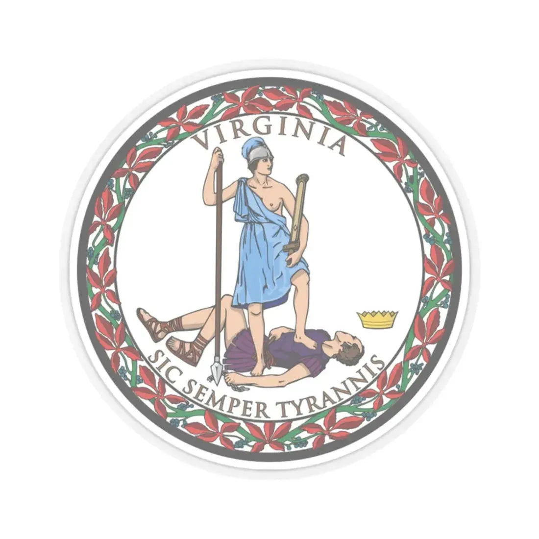 Seal of Virginia (United States) STICKER Vinyl Kiss-Cut Decal 2 Inch Transparent - The Sticker Space