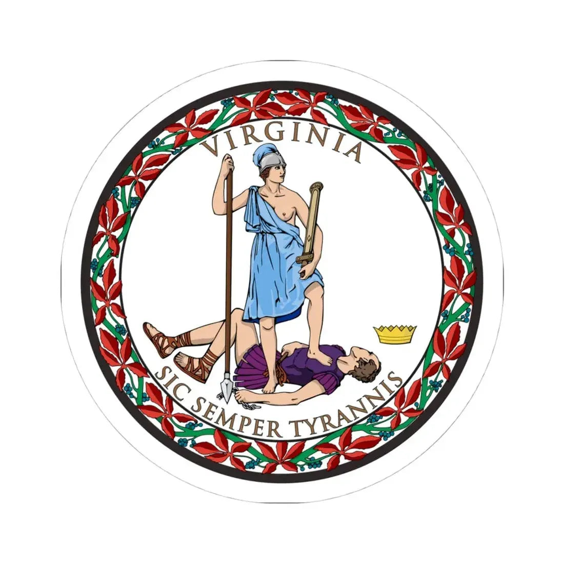 Seal of Virginia (United States) STICKER Vinyl Kiss-Cut Decal 4 Inch White - The Sticker Space