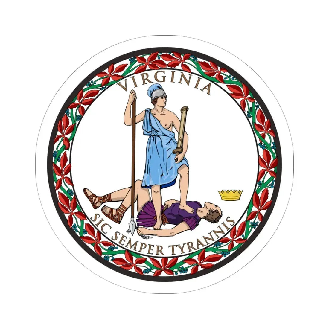 Seal of Virginia (United States) STICKER Vinyl Kiss-Cut Decal 6 Inch White - The Sticker Space