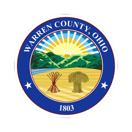 Seal of Warren County Ohio (United States) STICKER Vinyl Kiss-Cut Decal 2 Inch White - The Sticker Space