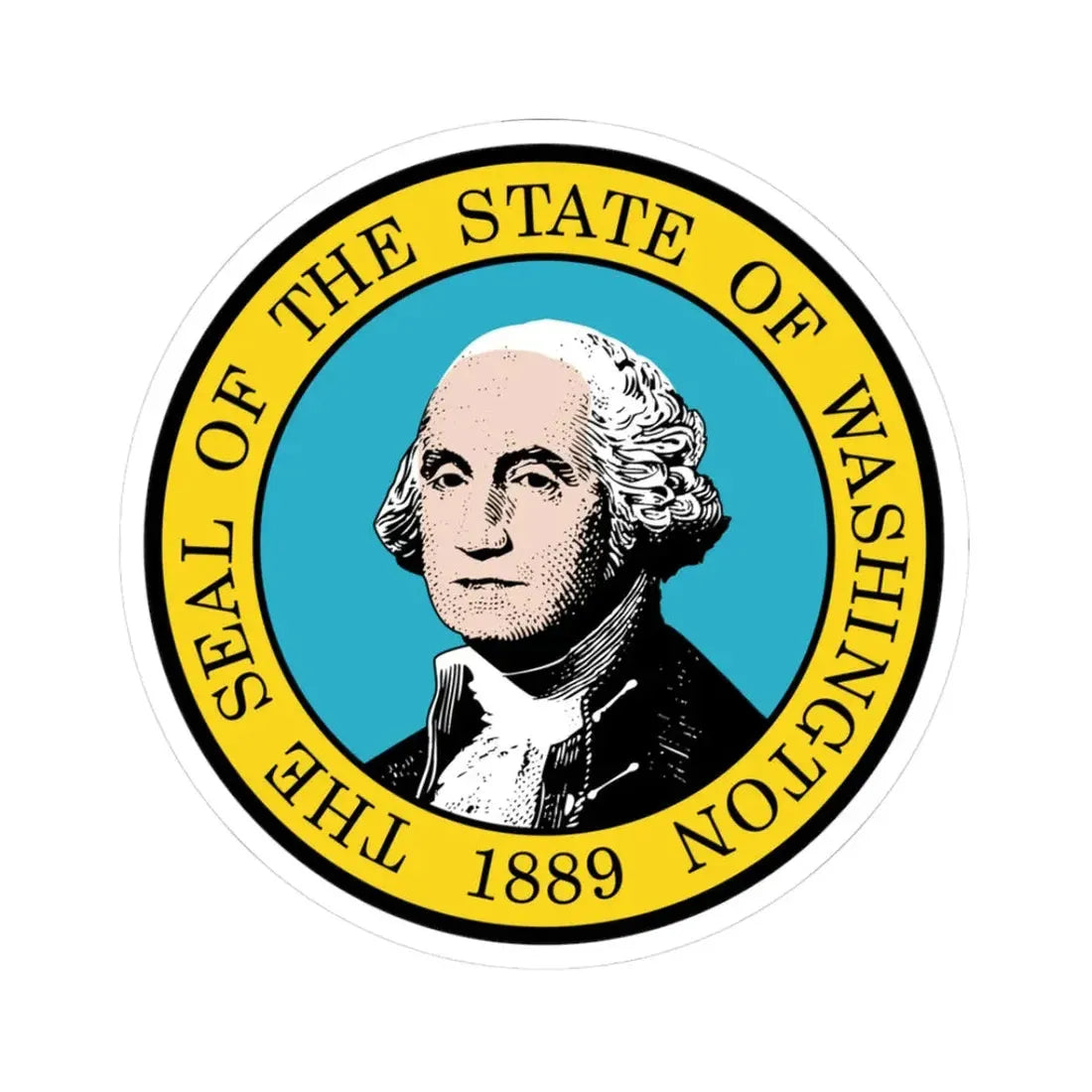 Seal of Washington (United States) STICKER Vinyl Kiss-Cut Decal 3 Inch White - The Sticker Space