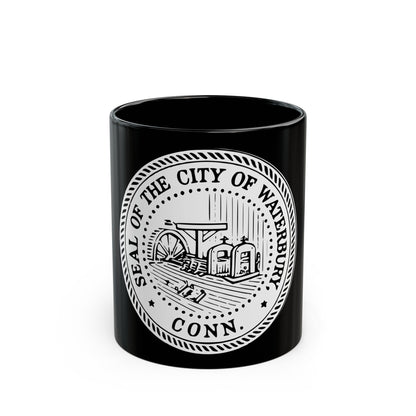 Seal of Waterbury Connecticut - Black Coffee Mug-11oz-The Sticker Space