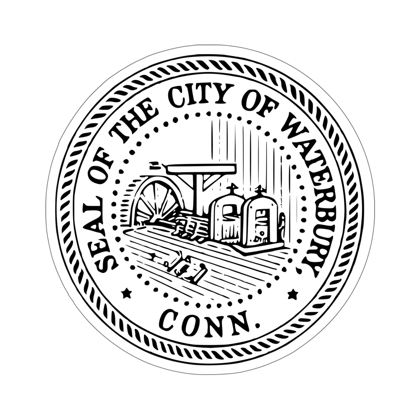 Seal of Waterbury Connecticut USA STICKER Vinyl Die-Cut Decal-6 Inch-The Sticker Space