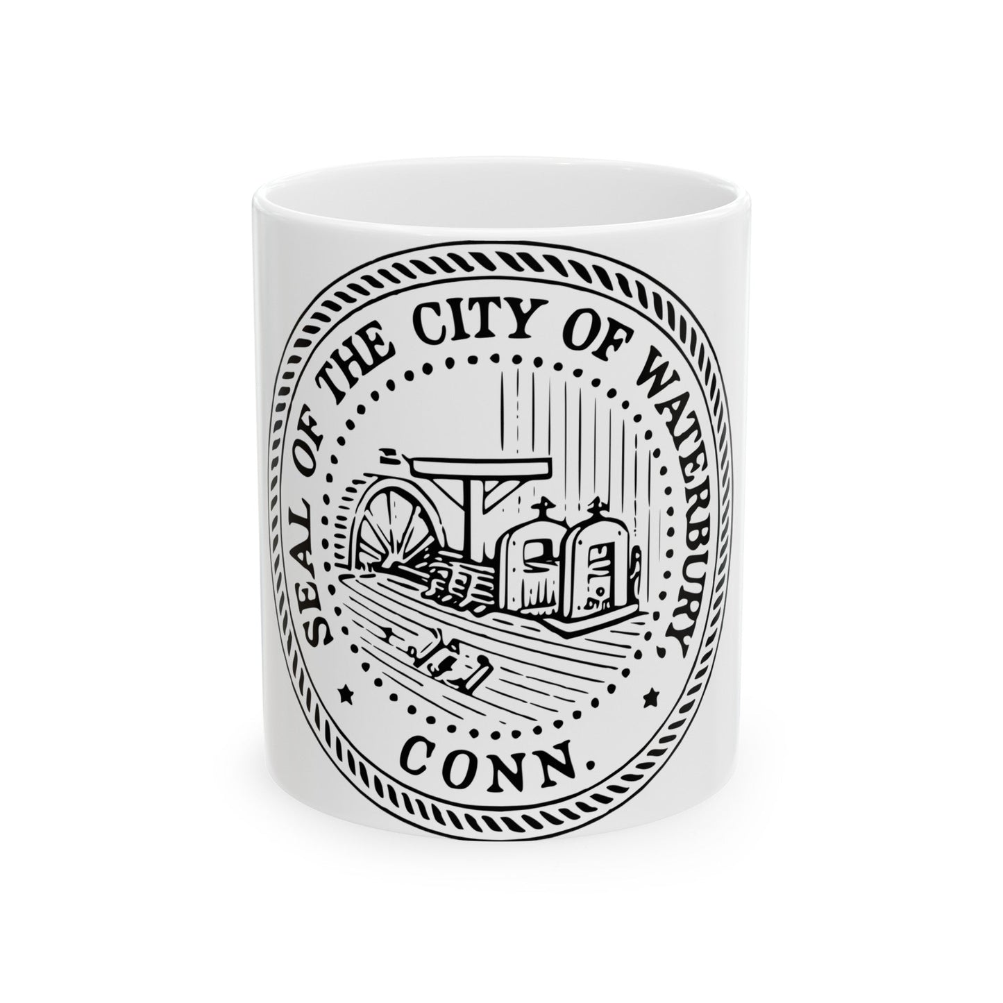 Seal of Waterbury Connecticut - White Coffee Mug-11oz-The Sticker Space