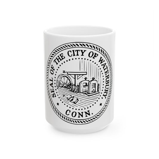 Seal of Waterbury Connecticut - White Coffee Mug-15oz-The Sticker Space