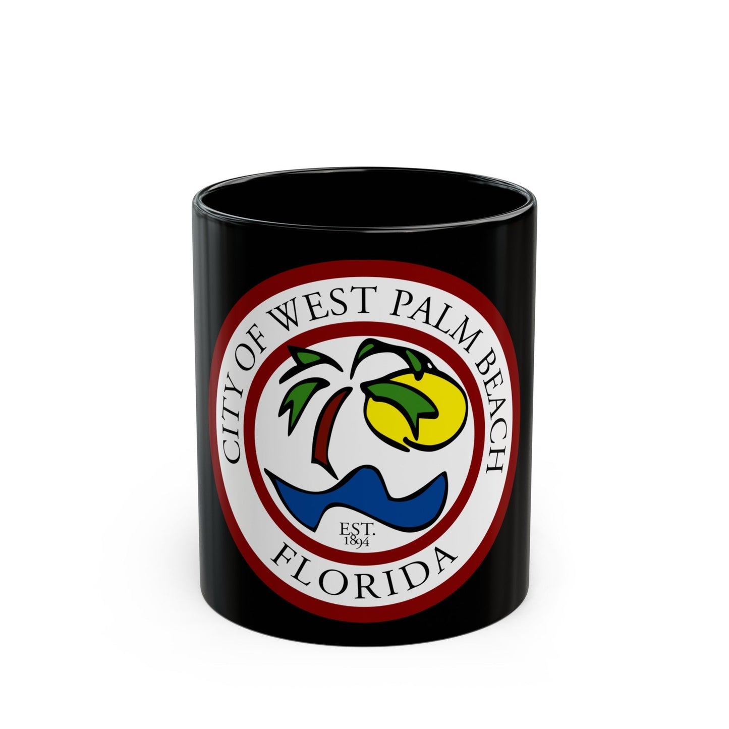 Seal of West Palm Beach Florida - Black Coffee Mug-11oz-The Sticker Space