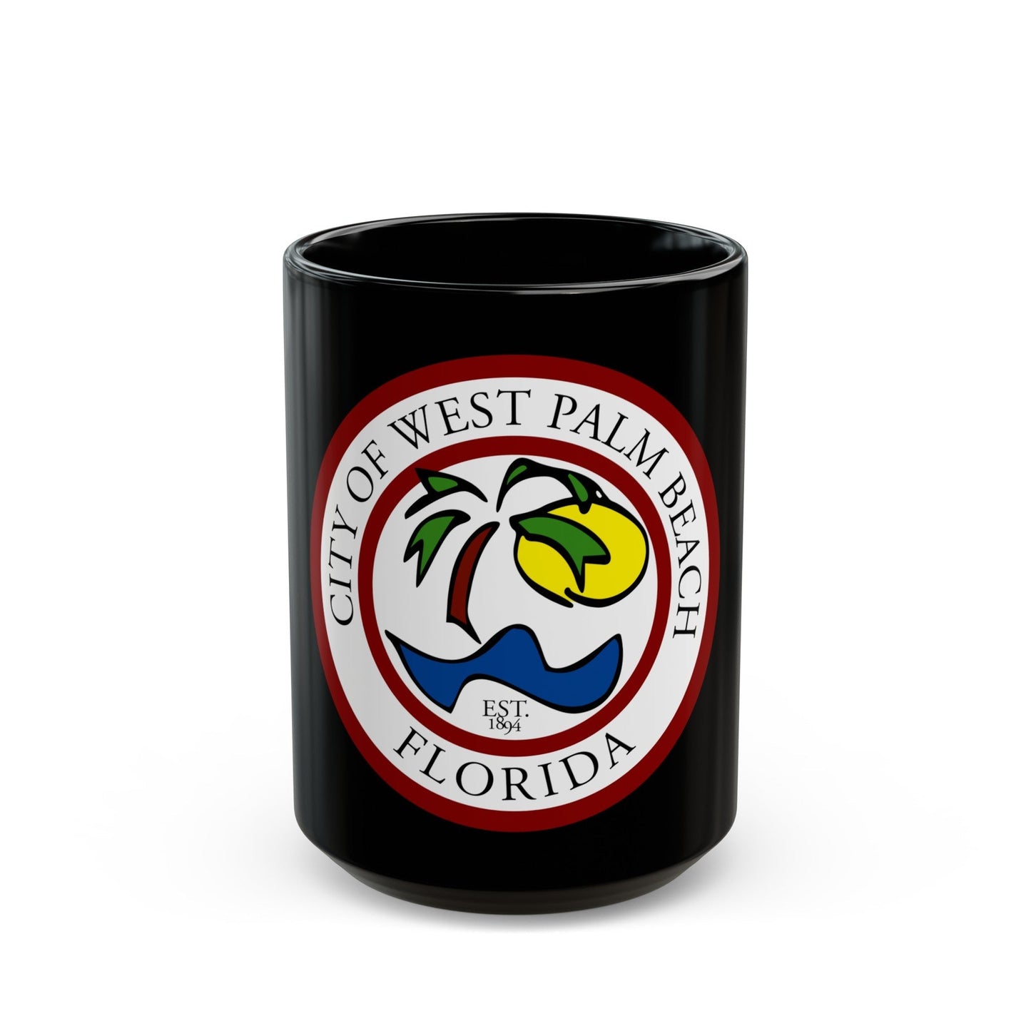 Seal of West Palm Beach Florida - Black Coffee Mug-15oz-The Sticker Space