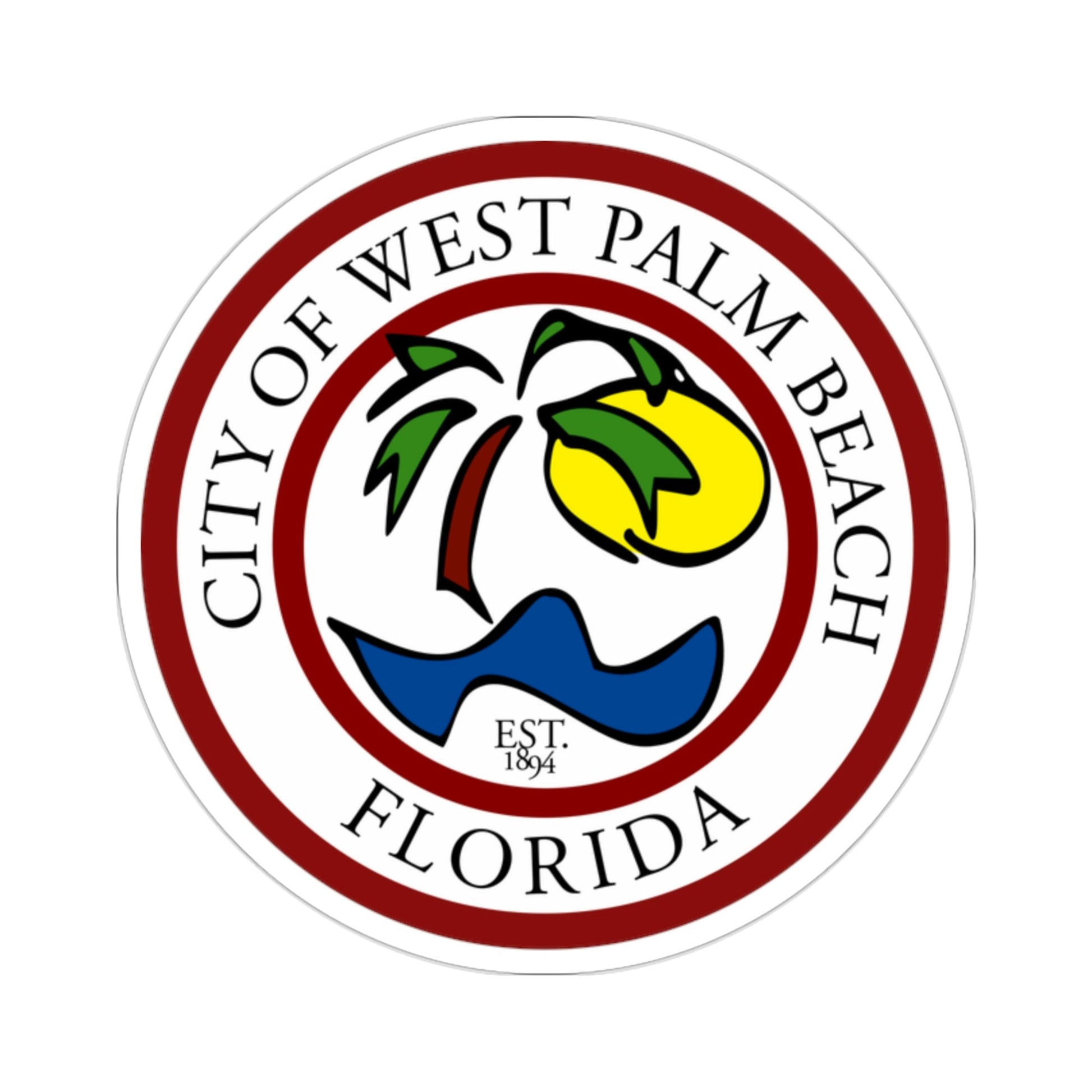 Seal of West Palm Beach Florida USA STICKER Vinyl Die-Cut Decal-2 Inch-The Sticker Space