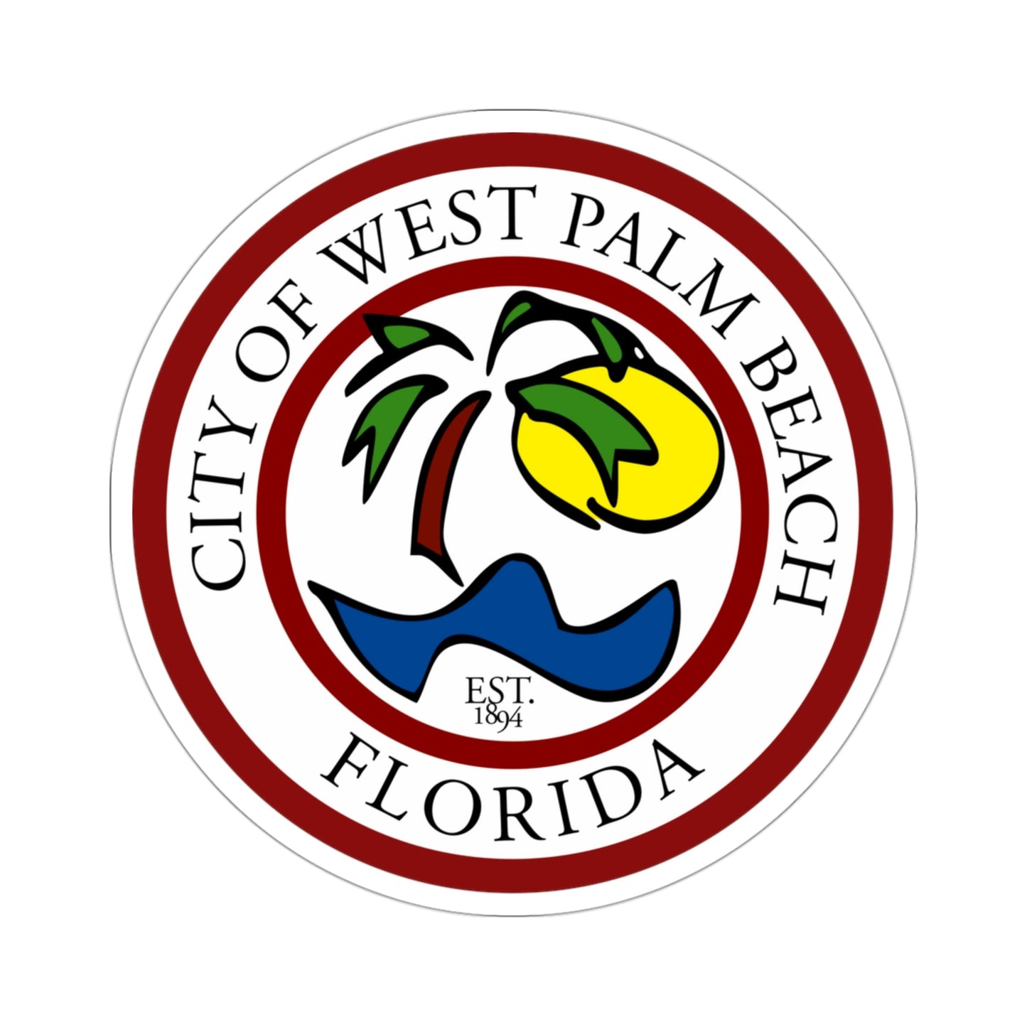 Seal of West Palm Beach Florida USA STICKER Vinyl Die-Cut Decal-3 Inch-The Sticker Space