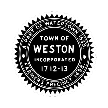 Seal of Weston Massachusetts (United States) STICKER Vinyl Kiss-Cut Decal 2 Inch White - The Sticker Space