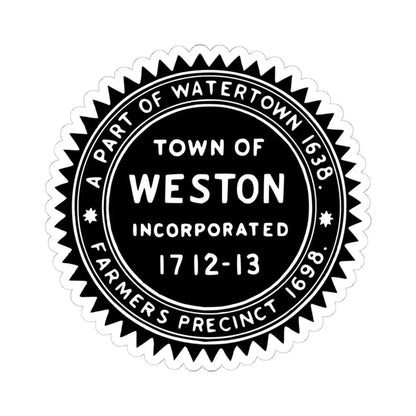 Seal of Weston Massachusetts (United States) STICKER Vinyl Kiss-Cut Decal 6 Inch White - The Sticker Space