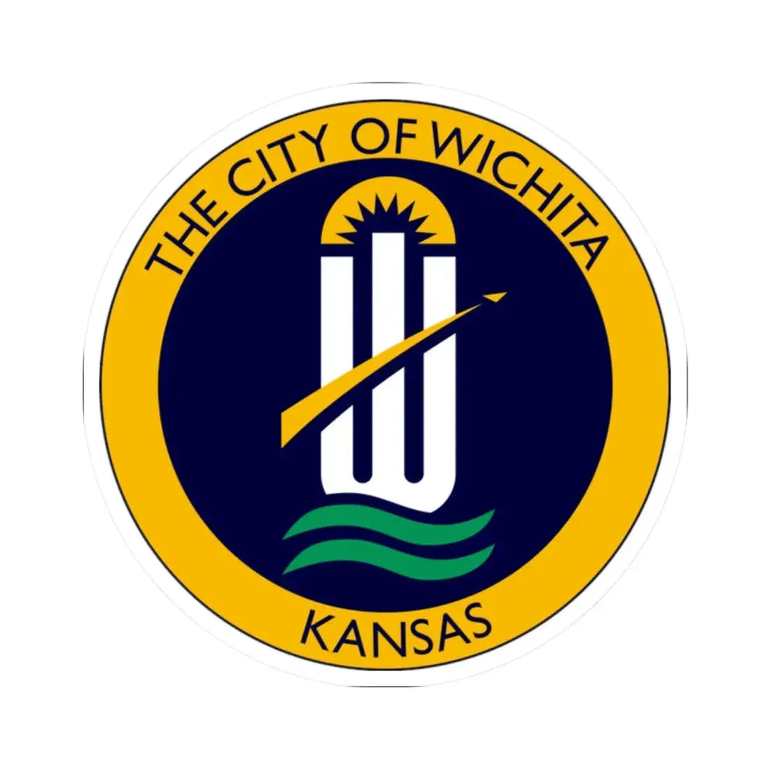 Seal of Wichita Kansas - STICKER Vinyl Kiss-Cut Decal 2 Inch White - The Sticker Space