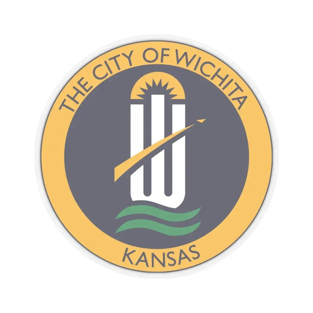Seal of Wichita Kansas - STICKER Vinyl Kiss-Cut Decal 4 Inch Transparent - The Sticker Space