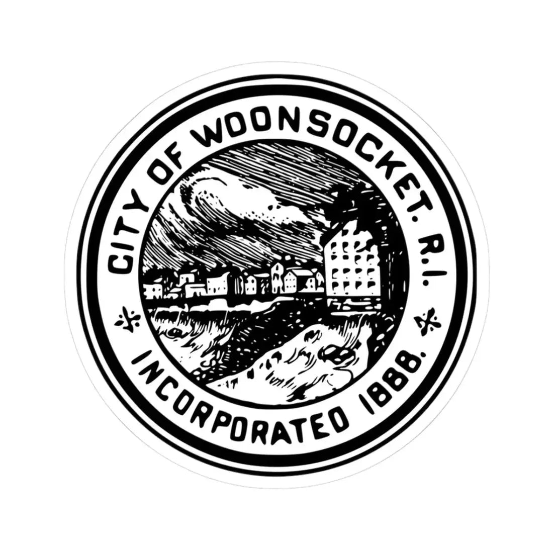 Seal of Woonsocket Rhode Island (United States) STICKER Vinyl Kiss-Cut Decal 3 Inch White - The Sticker Space