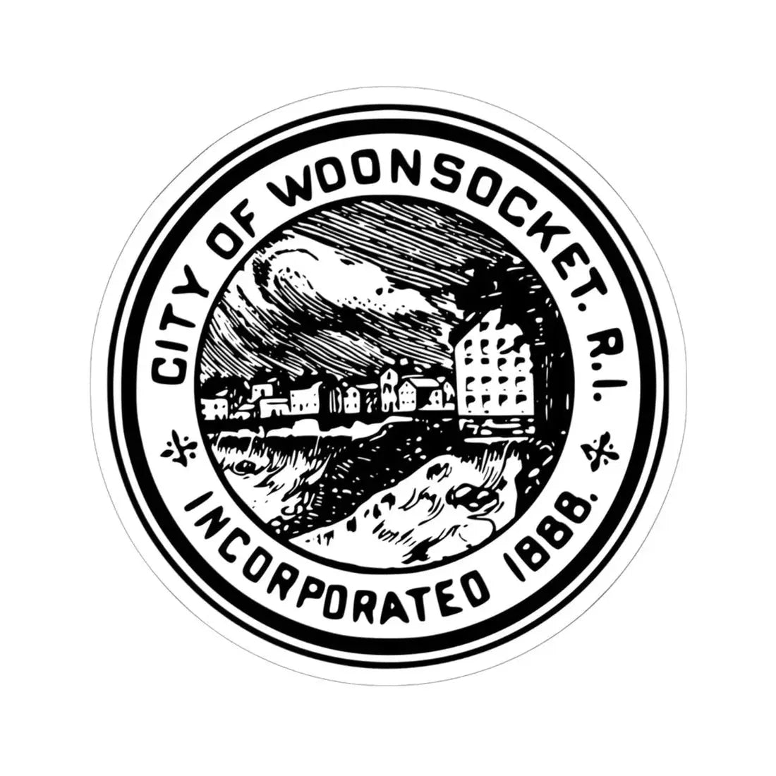 Seal of Woonsocket Rhode Island (United States) STICKER Vinyl Kiss-Cut Decal 6 Inch White - The Sticker Space
