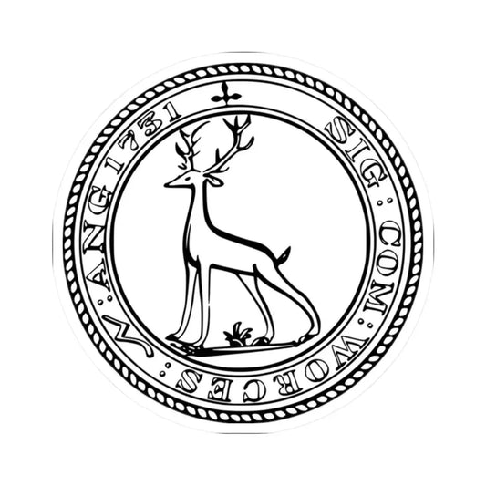 Seal of Worcester County Massachusetts (United States) STICKER Vinyl Kiss-Cut Decal 2 Inch White - The Sticker Space