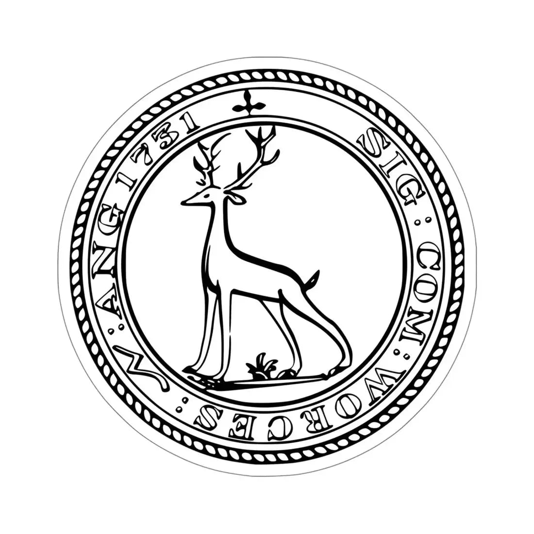 Seal of Worcester County, Massachusetts USA STICKER Vinyl Die-Cut Decal 5 Inch - The Sticker Space