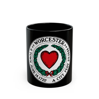 Seal of Worcester Massachusetts - Black Coffee Mug-11oz-The Sticker Space